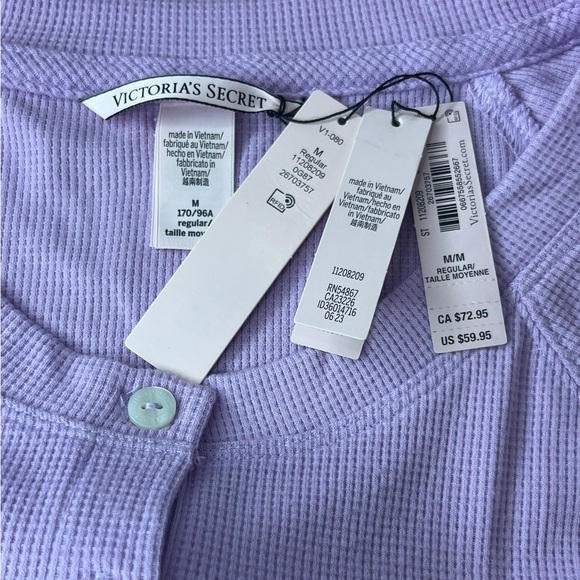 Victoria’s Secret Waffle Knit Pajama Top Purple Size Medium NWT - Picture 7 of 8